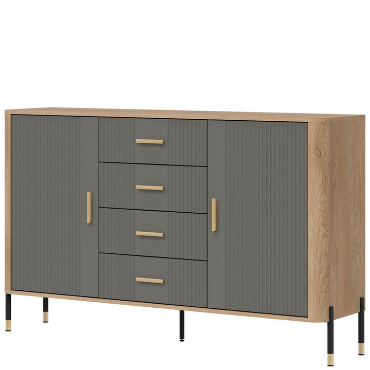 Фото вигляду справа комода DANTE LIVEO DT09 дуб кремона торро / сірий / золоті ручки