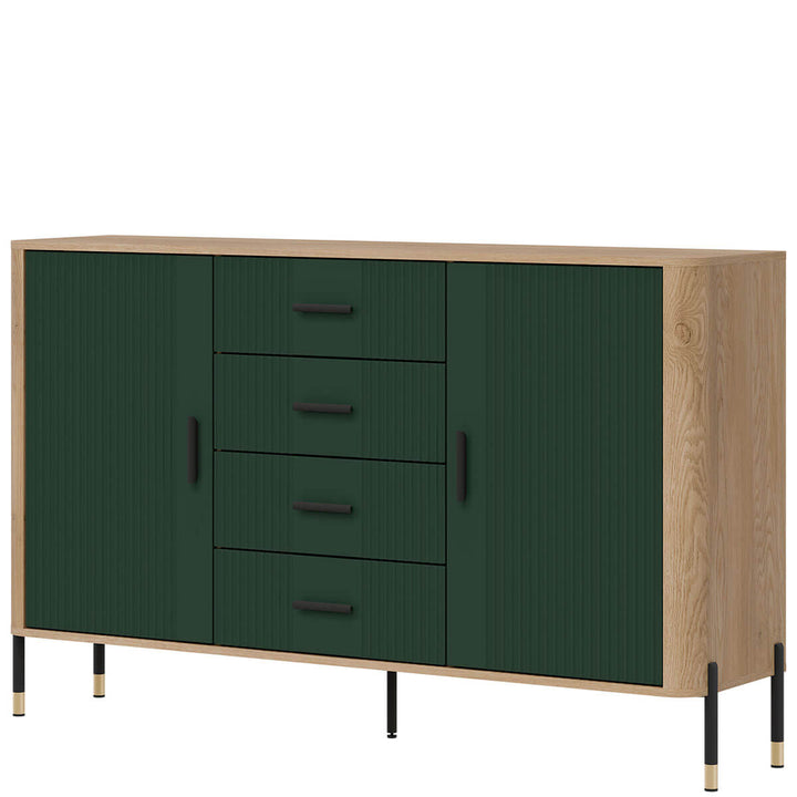 Фото вигляду справа комода DANTE LIVEO DT09 дуб кремона торро / зелений / чорні ручки