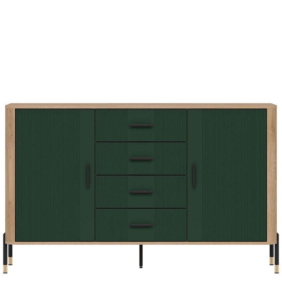 Фото комода DANTE LIVEO DT09 дуб кремона торро / зелений / чорні ручки