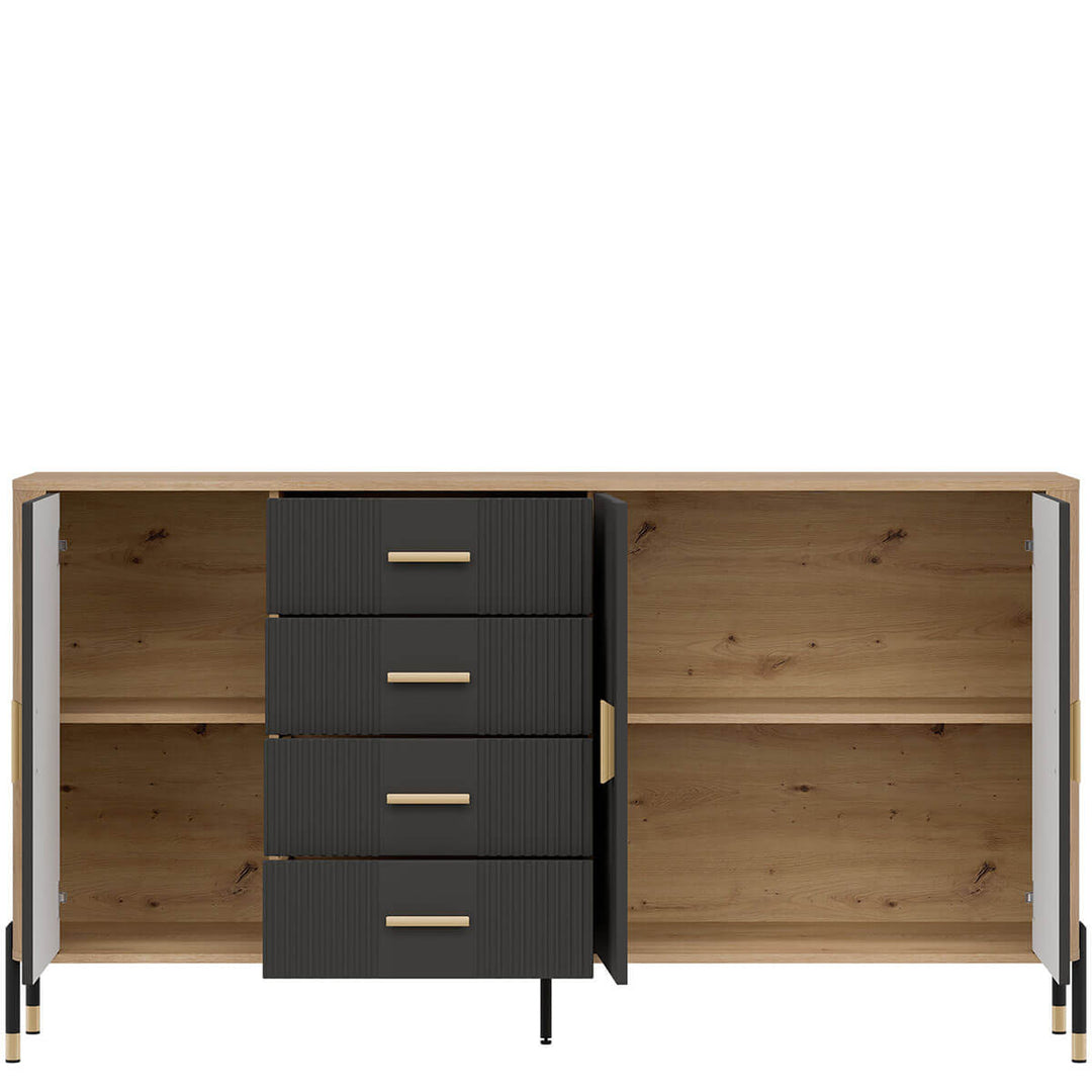 Фото наповнення комода DANTE LIVEO DT10 дуб кремона торро / антрацит / золоті ручки