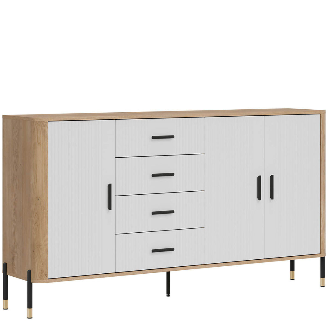 Фото вигляду зліва комода DANTE LIVEO DT10 дуб кремона торро / білий / чорні ручки