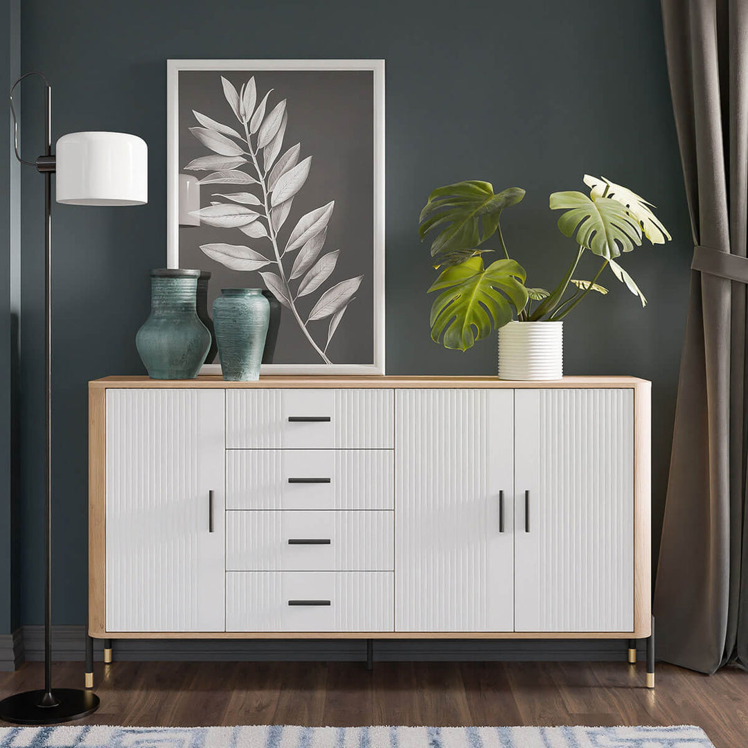 Фото  наповнення комода DANTE LIVEO DT10 дуб кремона торро / білий / чорні ручки в інтер'єрі