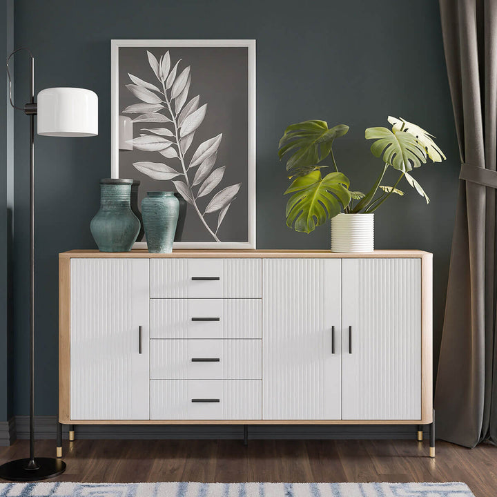 Фото  наповнення комода DANTE LIVEO DT10 дуб кремона торро / білий / чорні ручки в інтер'єрі