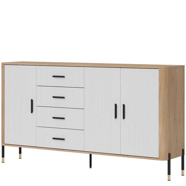 Фото вигляду справа комода DANTE LIVEO DT10 дуб кремона торро / білий / чорні ручки