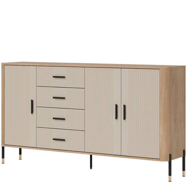 Фото вигляду справа комода DANTE LIVEO DT10 дуб кремона торро / кашемір / чорні ручки