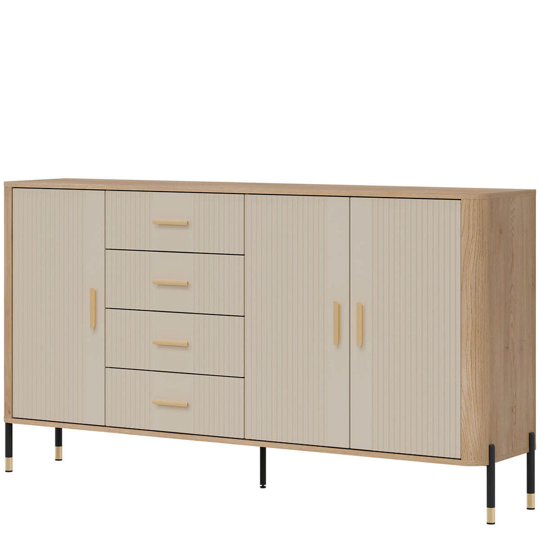 Фото вигляду справа комода DANTE LIVEO DT10 дуб кремона торро / кашемір / золоті ручки