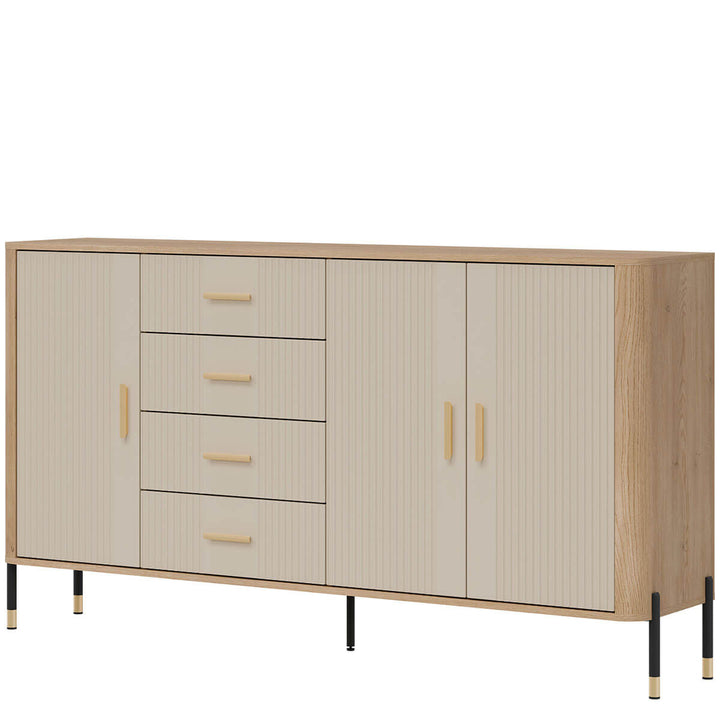 Фото вигляду справа комода DANTE LIVEO DT10 дуб кремона торро / кашемір / золоті ручки