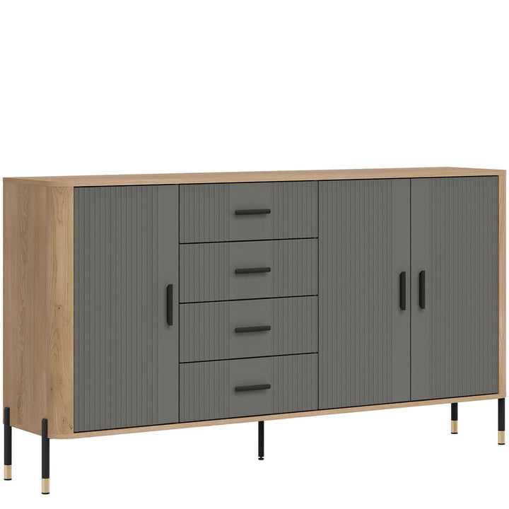 Фото вигляду зліва комода DANTE LIVEO DT10 дуб кремона торро / сірий / чорні ручки