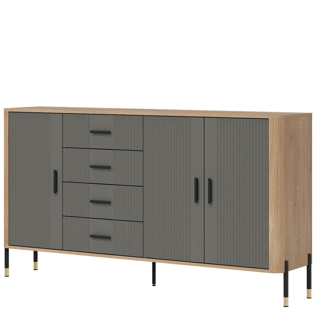 Фото вигляду справа комода DANTE LIVEO DT10 дуб кремона торро / сірий / чорні ручки