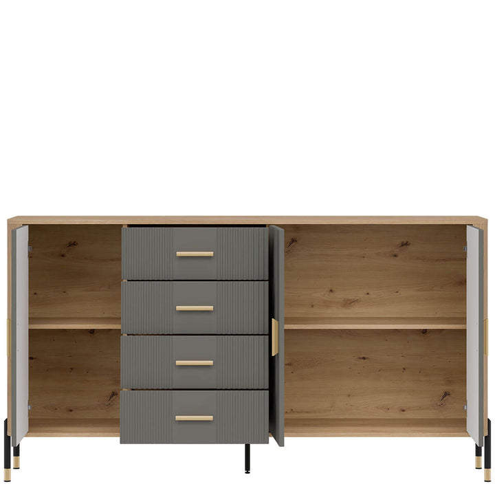 Фото наповнення комода DANTE LIVEO DT10 дуб кремона торро / сірий / золоті ручки