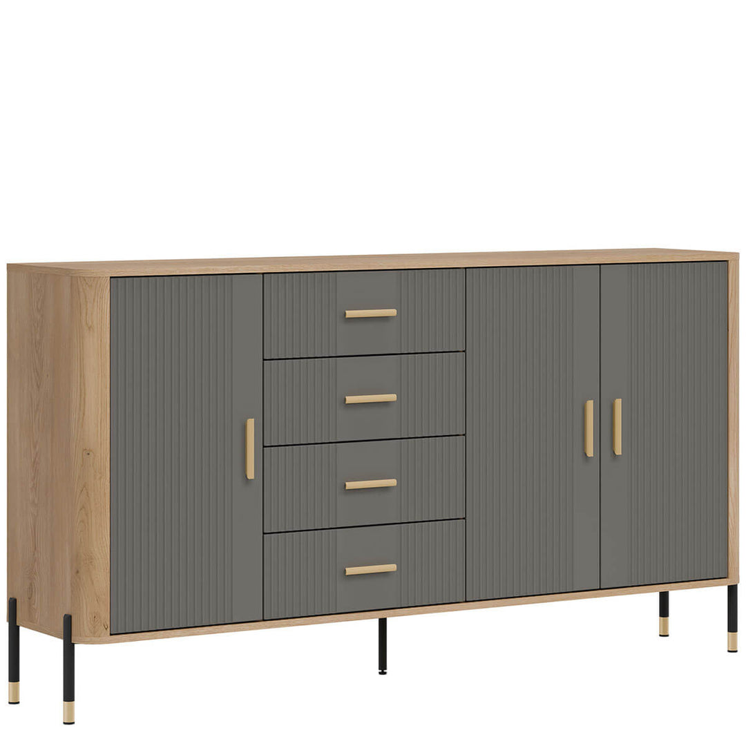 Фото вигляду зліва комода DANTE LIVEO DT10 дуб кремона торро / сірий / золоті ручки