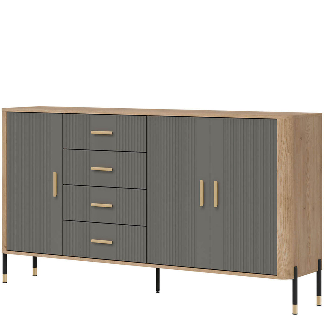 Фото вигляду справа комода DANTE LIVEO DT10 дуб кремона торро / сірий / золоті ручки