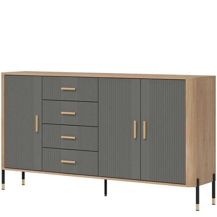 Фото вигляду справа комода DANTE LIVEO DT10 дуб кремона торро / сірий / золоті ручки