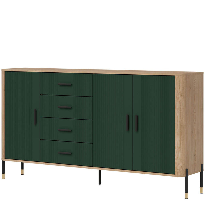Фото вигляду справа комода DANTE LIVEO DT10 дуб кремона торро / зелений / чорні ручки