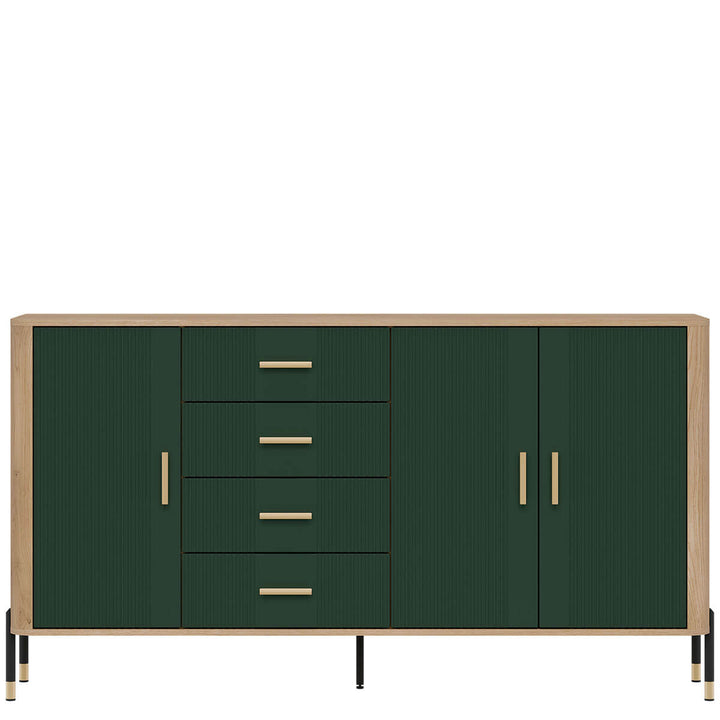Фото комода DANTE LIVEO DT10 дуб кремона торро / зелений / золоті ручки