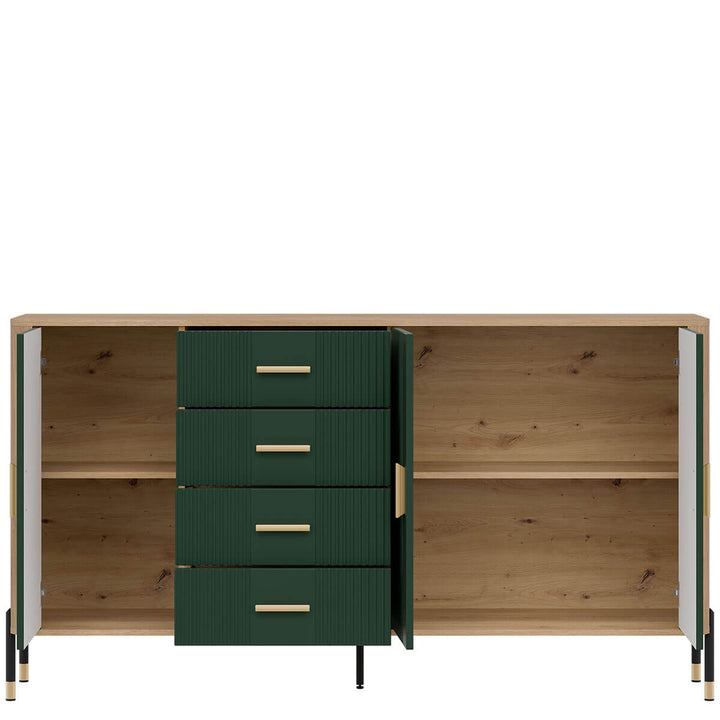 Фото наповнення комода DANTE LIVEO DT10 дуб кремона торро / зелений / золоті ручки