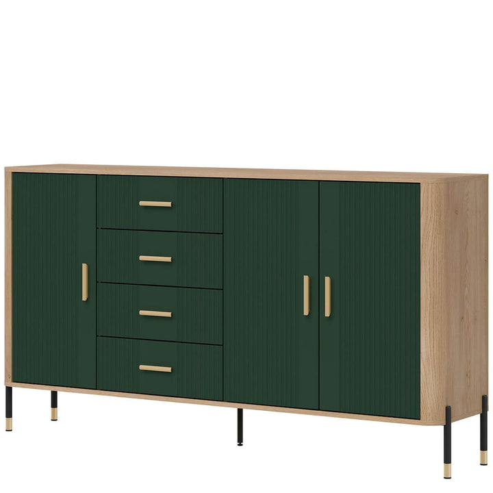 Фото вигляду справа комода DANTE LIVEO DT10 дуб кремона торро / зелений / золоті ручки