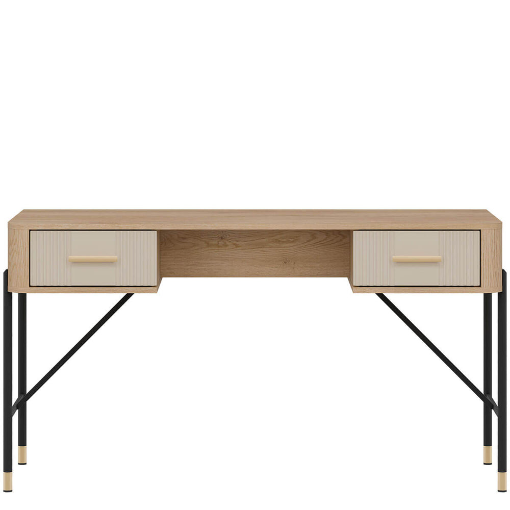 Фото вигляду спереду письмового столу DANTE LIVEO DT23 дуб кремона торро / кашемір / золоті ручки