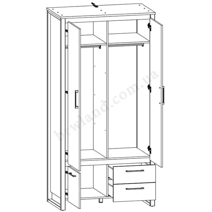 На фото схема наповнення шафи DODSON BRW SZF3D2S у стандартній комплектації