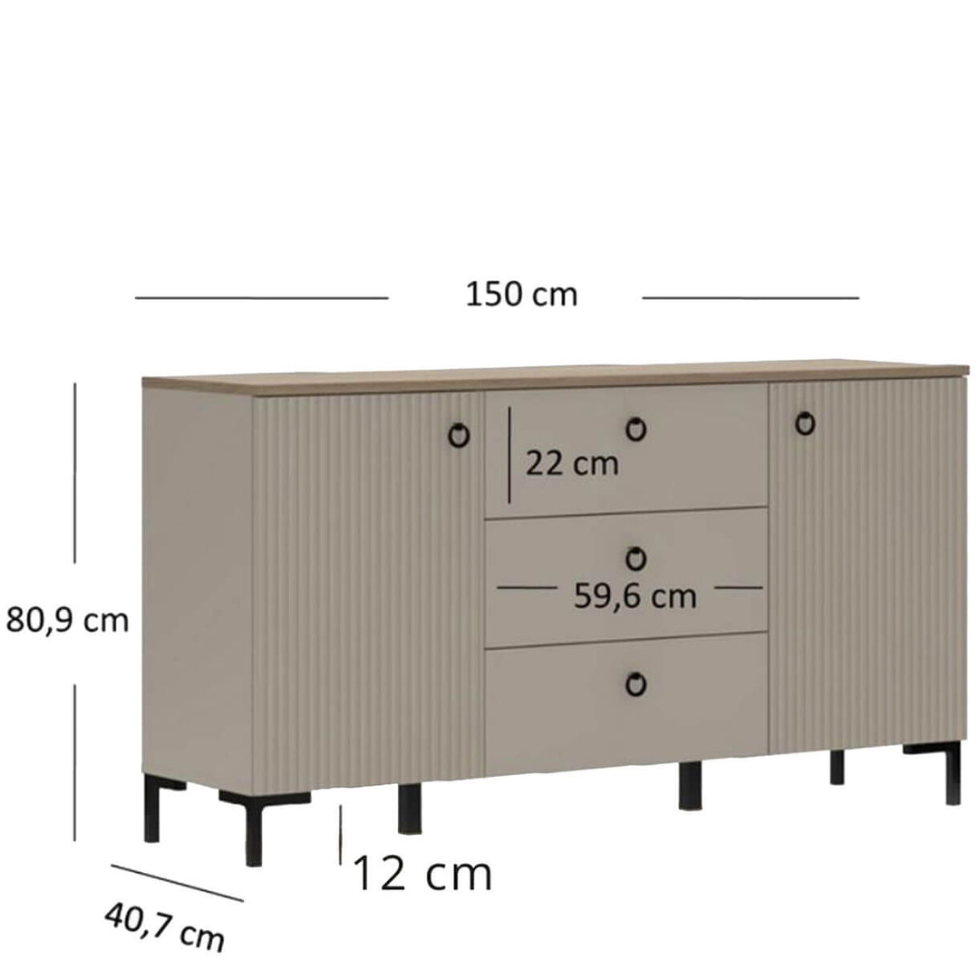 Фото розмірів комода DOMINICA MEBELBOS 2D3S