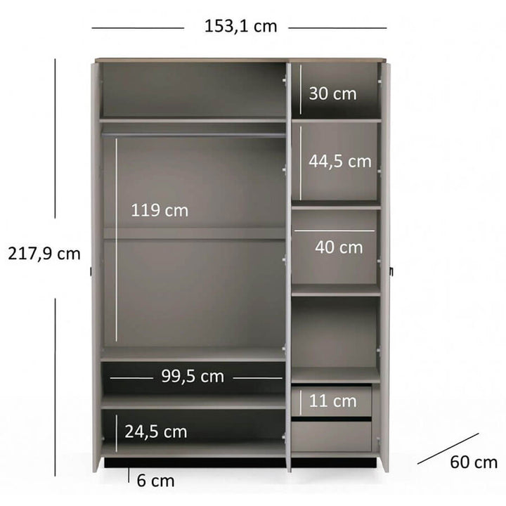 Фото розмірів шафи з дзеркалом DOMINICA MEBELBOS 3D