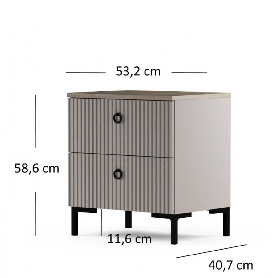Фото розмірів приліжкової тумби DOMINICA MEBELBOS 2S