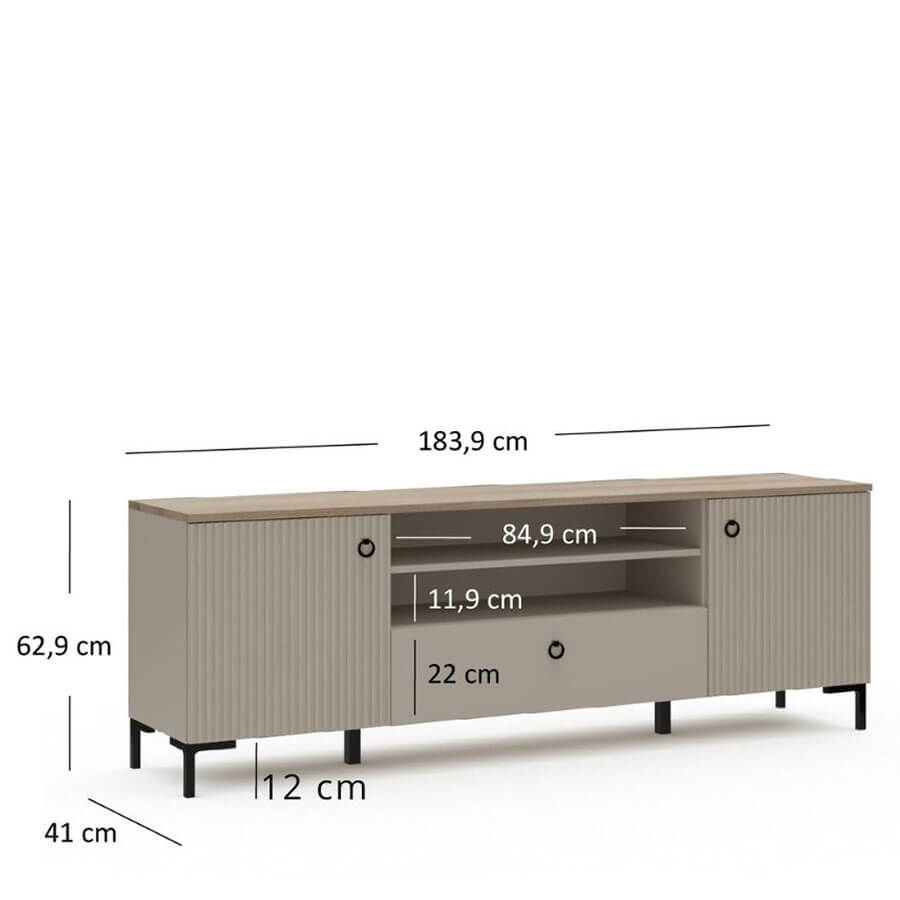 Фото розмірів тумби під телевізор DOMINICA MEBELBOS 2D1S
