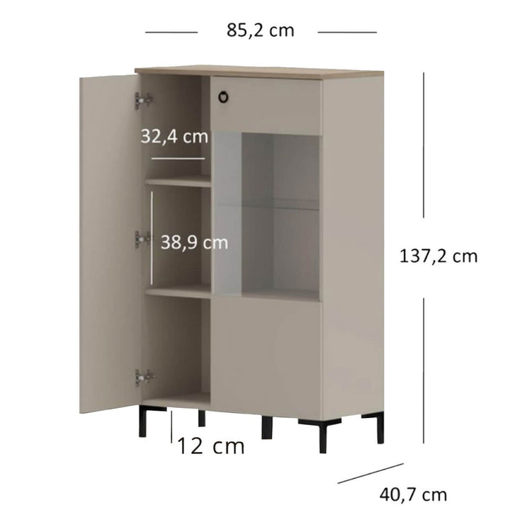 Фото розмірів низької вітрини DOMINICA MEBELBOS 1D1W
