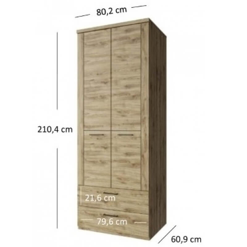 Фото шафи DOORSET MEBELBOS 2D2S з розмірами