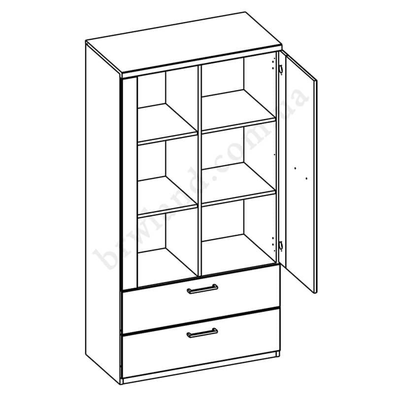 На фото схема наповнення відкритого низького стелажу DOORSET MEBELBOS 1D2S