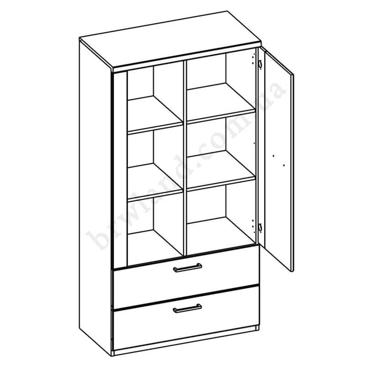 На фото схема наповнення відкритого низького стелажу DOORSET MEBELBOS 1D2S