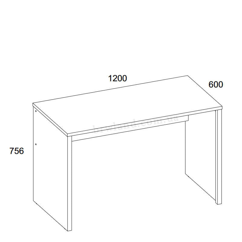 На фото схема письмового столу 120 DOORSET MEBELBOS з розмірами