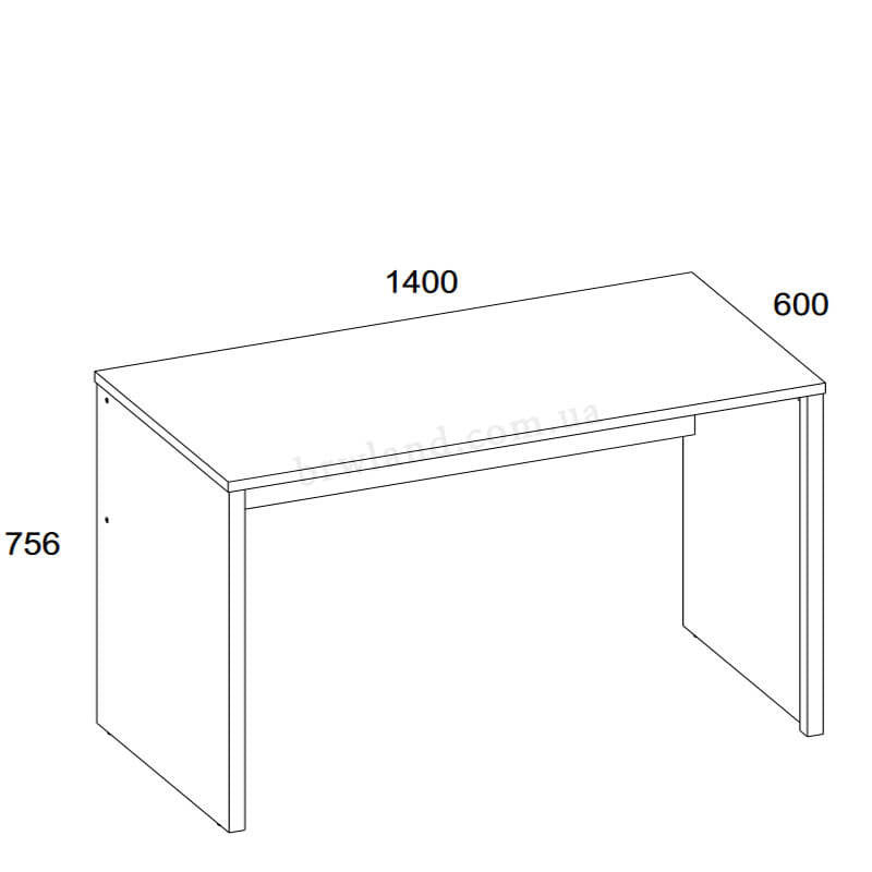 На фото схема письмового столу 140 DOORSET MEBELBOS з розмірами
