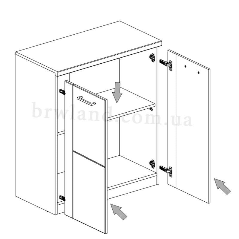 На фото схема наповнення тумби DOORSET MEBELBOS 2D