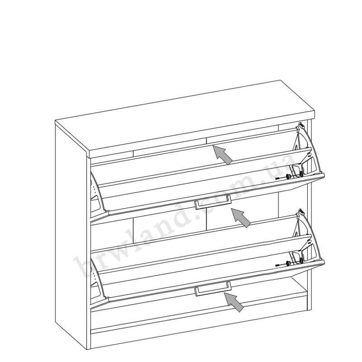 На фото схема наповнення тумби для взуття DOORSET MEBELBOS 2K