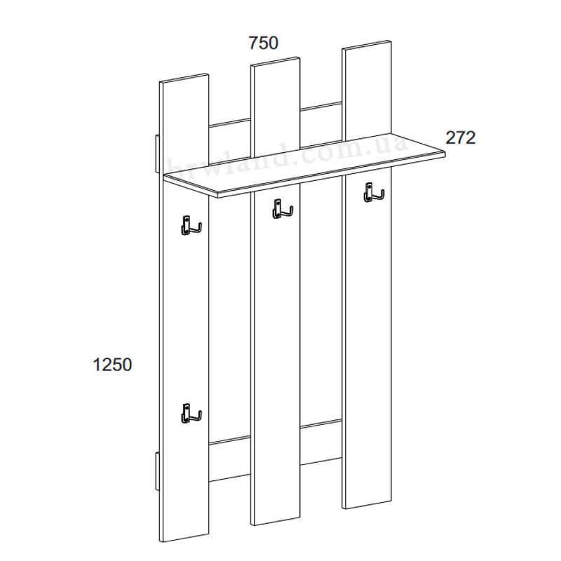 На фото схема вішака 75 DOORSET MEBELBOS