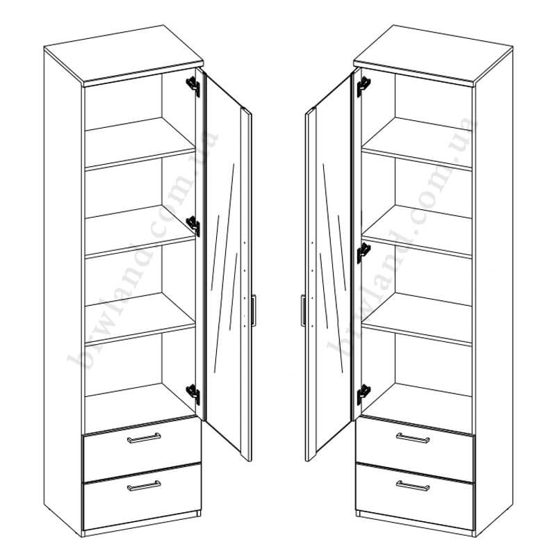 На фото схеми збирання високої вітрини DOORSET MEBELBOS 1W2S