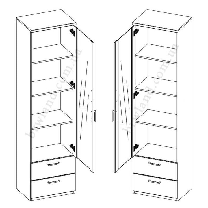 На фото схеми збирання високої вітрини DOORSET MEBELBOS 1W2S