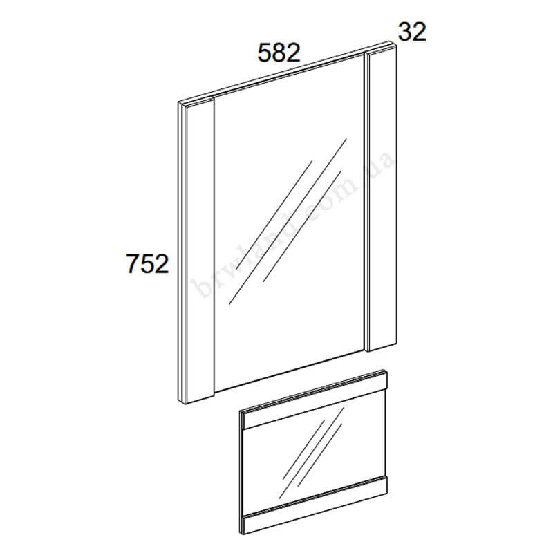 На фот схема дзеркала 60 DOORSET MEBELBOS з розмірами