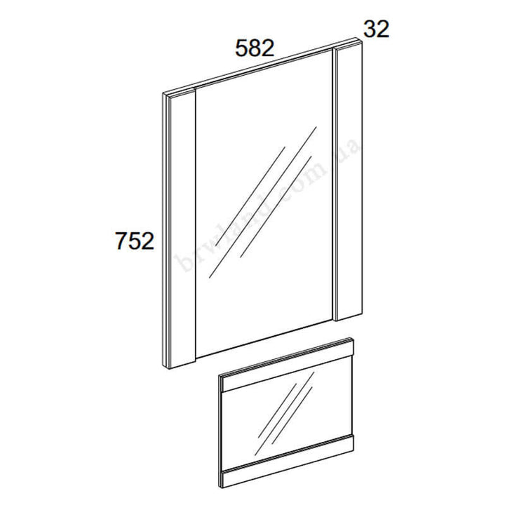 На фот схема дзеркала 60 DOORSET MEBELBOS з розмірами