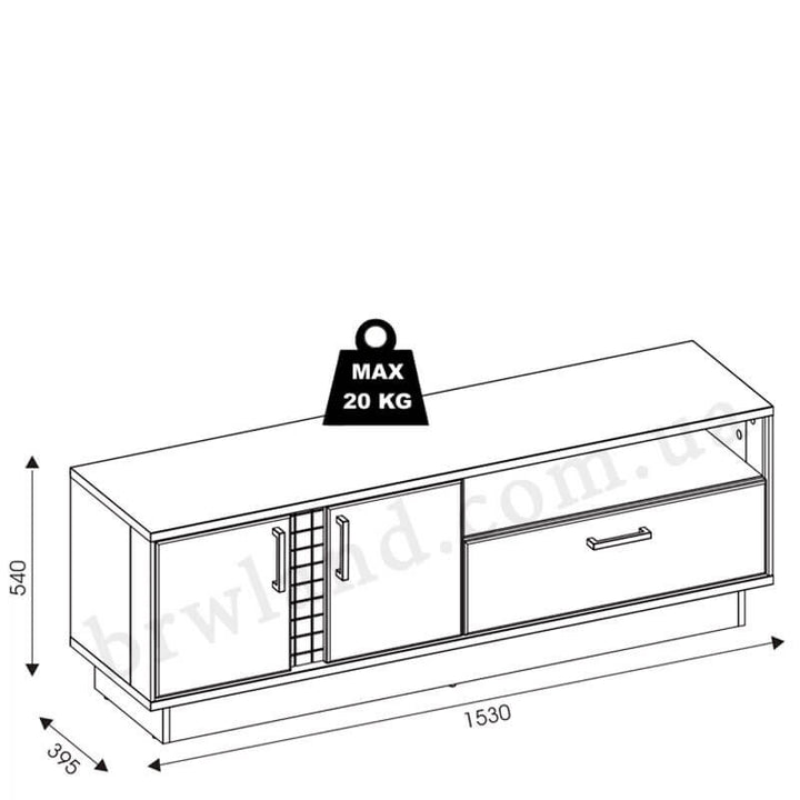 На фото схема із розмірами тумби ТВ DORIAN LIVEO DN1