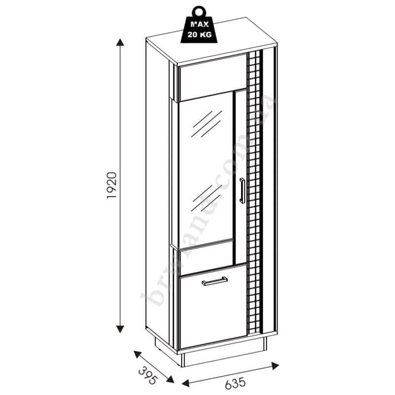 На фото схема із розмірами вітрини DORIAN LIVEO DN6