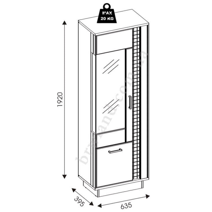 На фото схема із розмірами вітрини DORIAN LIVEO DN6