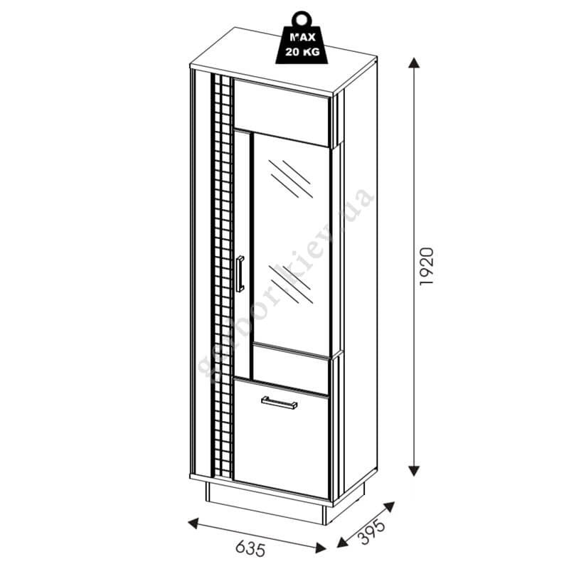 На фото схема із розмірами вітрини DORIAN LIVEO DN7