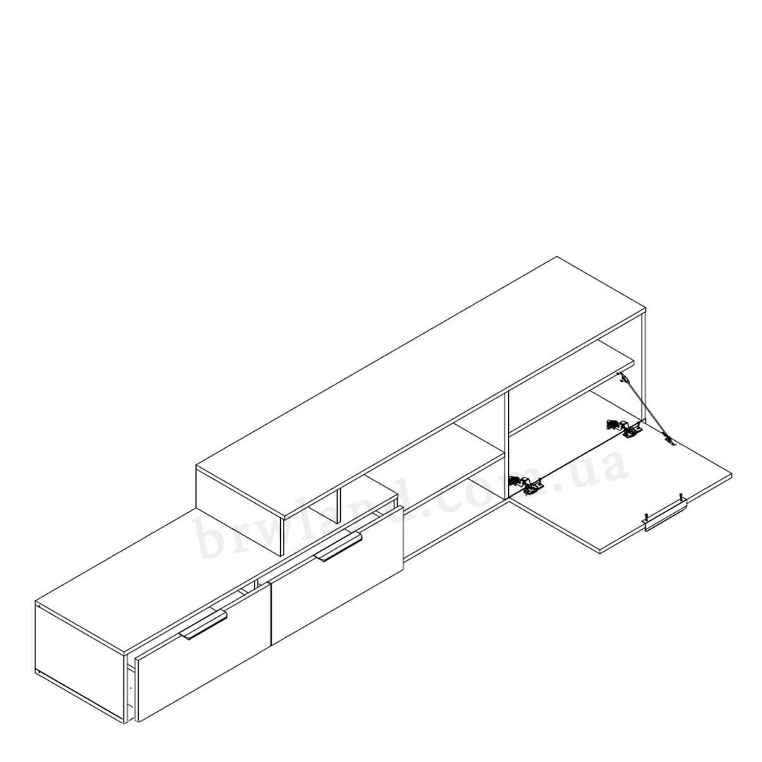 Фото схеми наповнення тумби ТВ стінки ЕЛІОР БРВ-Україна