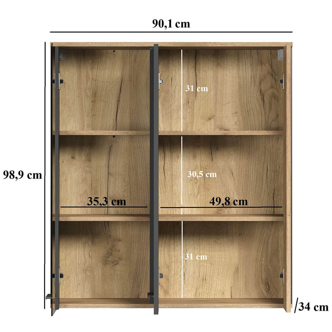 Фото розмірів навісної вітрини ESTEBAN MEBELBOS 2D1W