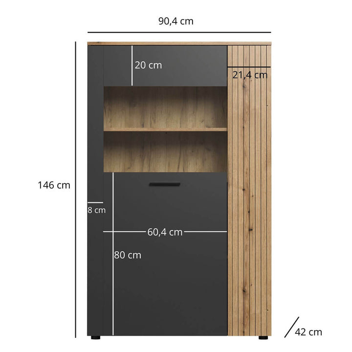 Фото розмірів низької вітрини ESTEBAN MEBELBOS 1D1W