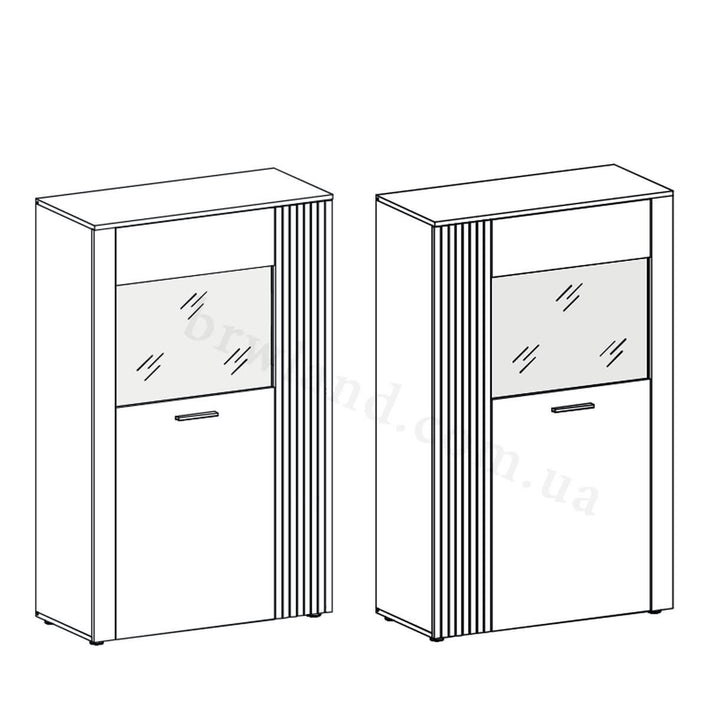 Фото схеми варіантів монтажу фасадів низької вітрини ESTEBAN MEBELBOS 1D1W