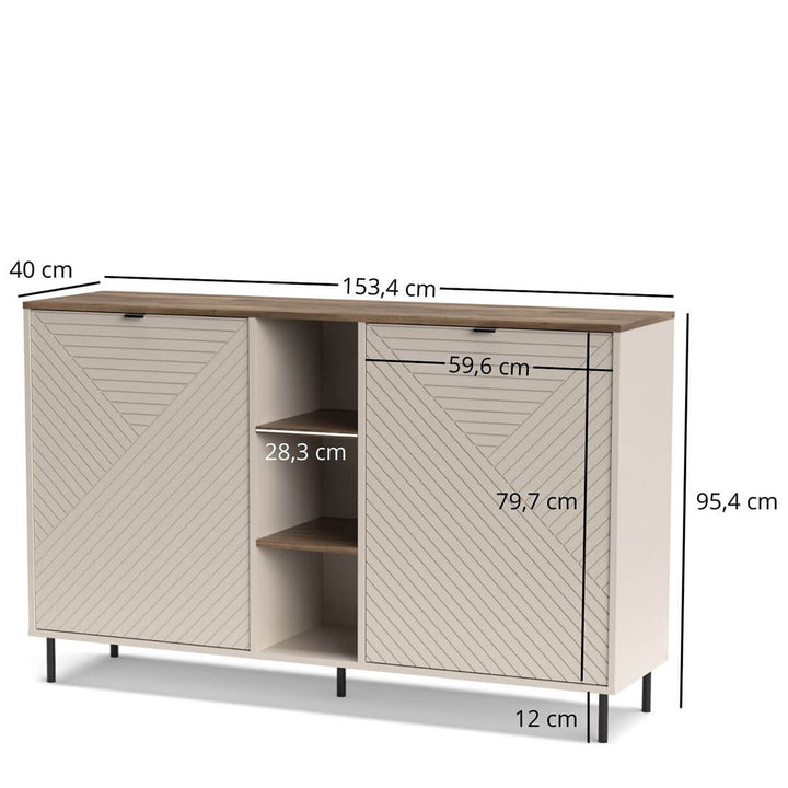Фото розмірів комода з полицями EVO MEBELBOS 2D