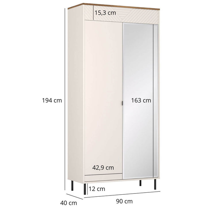 Фото розмірів шафи з зеркалом EVO MEBELBOS 2D/40